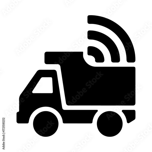 IoT truck tracking icon, smart logistics vehicle, connected delivery system, intelligent transportation monitoring, automated fleet management, digital shipping tracker