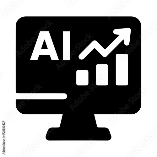 AI monitor dashboard icon, smart computer analytics, intelligent data visualization, automated screen display, machine learning interface, digital analytics monitor