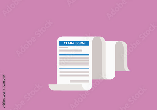 Claim form. Online claim form. Vector illustration 