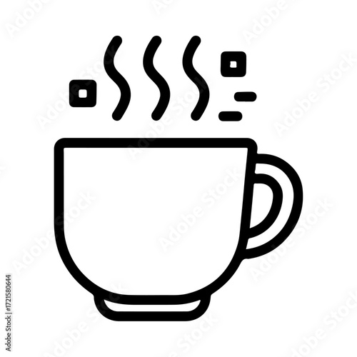 Smart coffee cup icon, digital temperature monitoring, intelligent beverage system, automated temperature control, IoT coffee technology, thermal sensor device