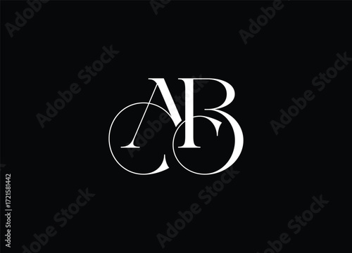 AB Logo Design Vector. Elegant Monogram Logo Design