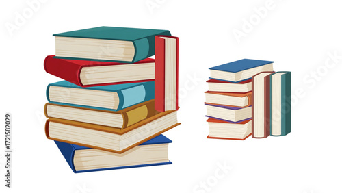 Stack of books on transparent background, vector