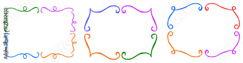 Fancy Frames Simple Crayon Chalk Drawing Doodle Vector Set