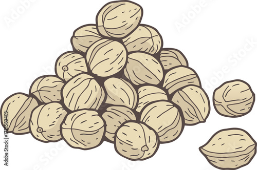 Vector illustration of a pile of healthy chickpeas for culinary and food design