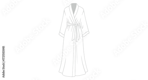Simple line drawing depicting a long light colored dressing gown