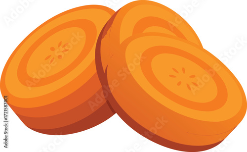 Realistic freshly sliced carrot rounds vector illustration scalable eps icon