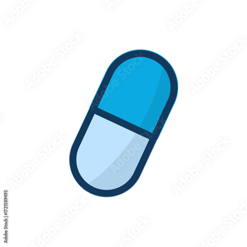 Capsule pill icon representing medicine, healthcare, pharmaceuticals, medication, treatment, health, and wellness