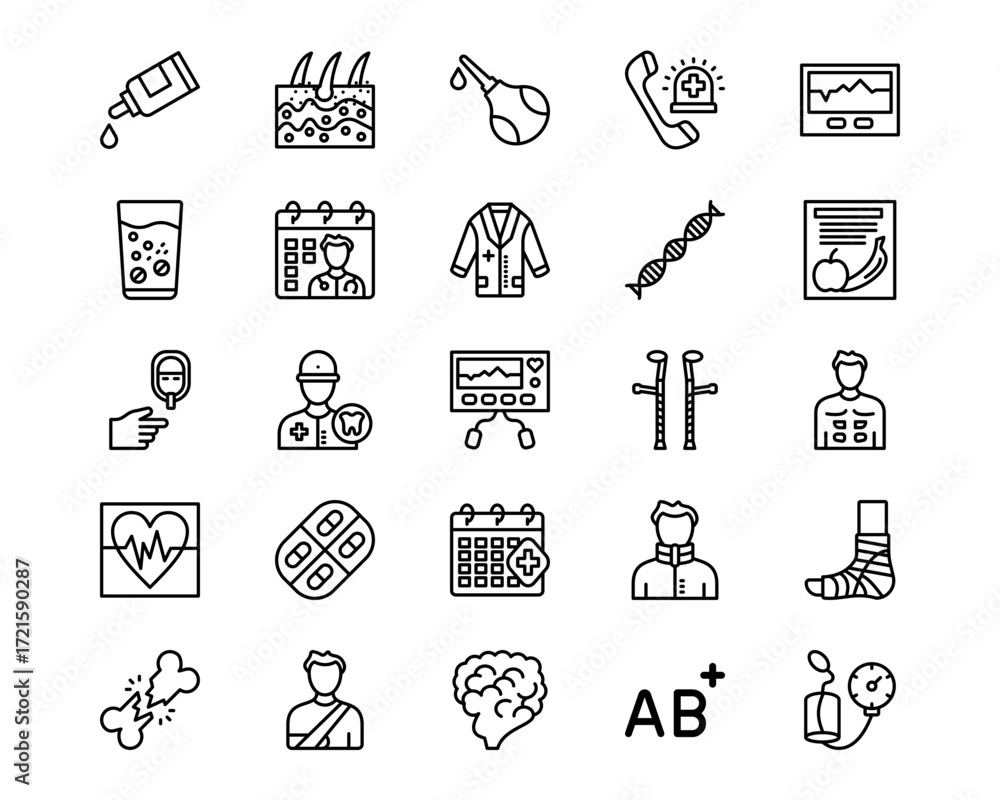 Naklejka premium Medicine Line Vector Icons