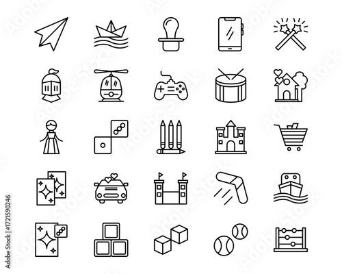 Children Toys Line Vector Icons