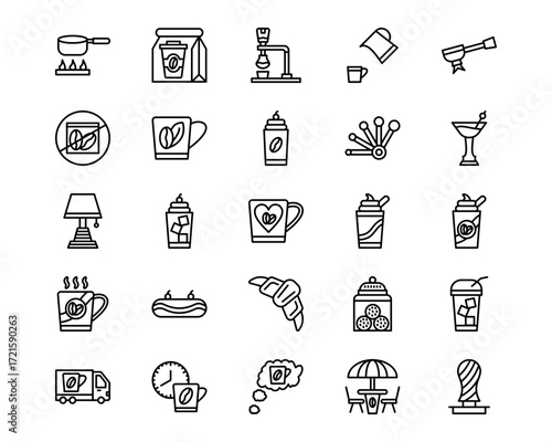 Coffee Shop Line Vector Icons