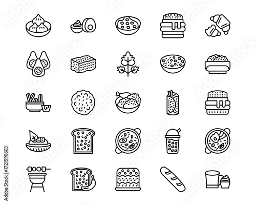 World Cuisine Line Vector Icons