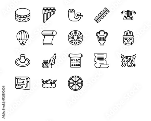 Ancient Civilization Line Vector Icons
