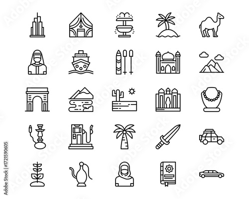 Dubai Line Vector Icons