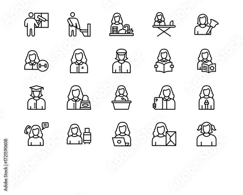 Housekeeping Line Vector Icons