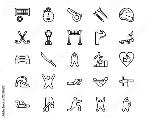 Physical Fitness Line Vector Icons