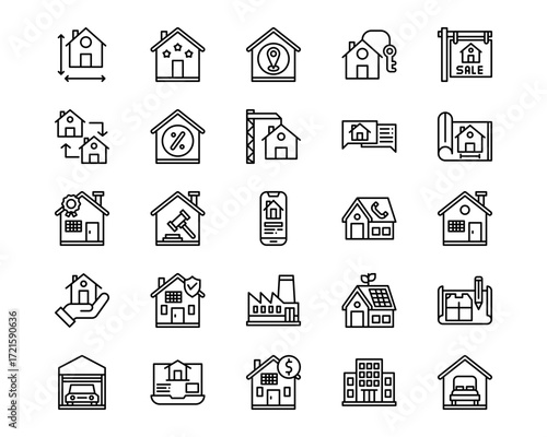 Real Estate Line Vector Icons