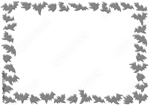 ハロウィンのかわいいコウモリ模様フレームイラスト