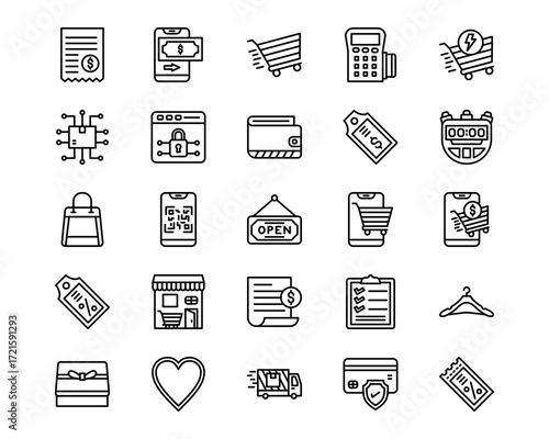 Shopping and Ecommerce Line Vector Icons