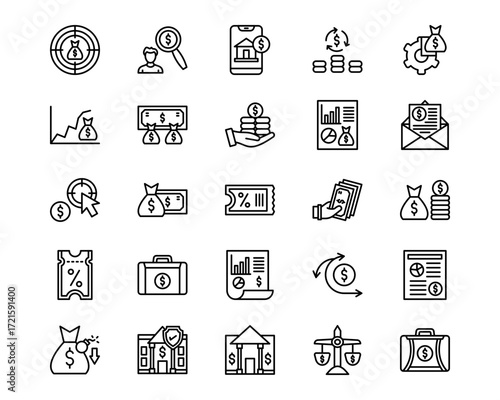 Finance and Money Line Vector Icons