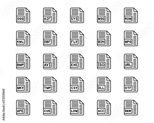 File Formats Line Vector Icons