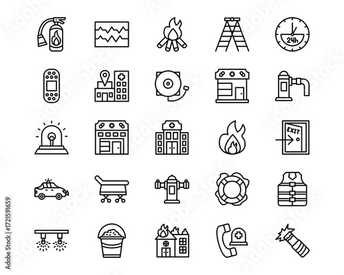 Emergency Services Line Vector Icons
