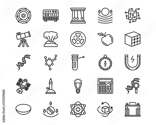 Physics Line Vector Icons