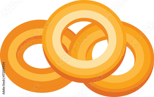 Scalable vector illustration of freshly sliced golden onion rings food icon