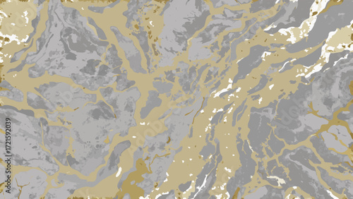 Abstract Marbled Texture with Gray Gold and White Swirls Keywords: abstract, marbling, texture, background, pattern, art, design, marbled, paper, liquid, paint, ink, swirl, fluid, organic, natural