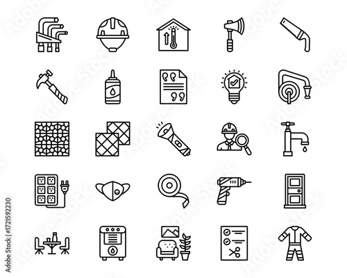 Home Improvements Line Vector Icons