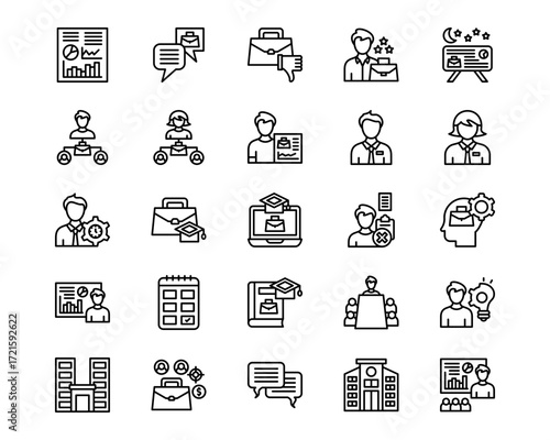 Business Training Line Vector Icons