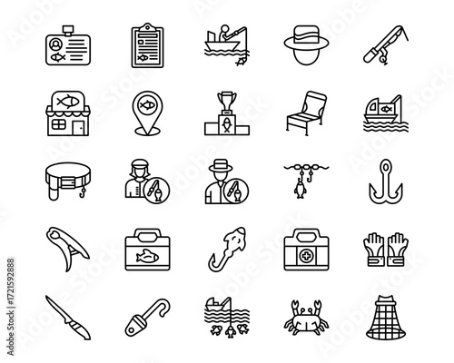 Fishing Line Vector Icons