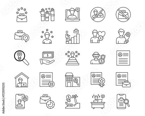 Job Search Line Vector Icons