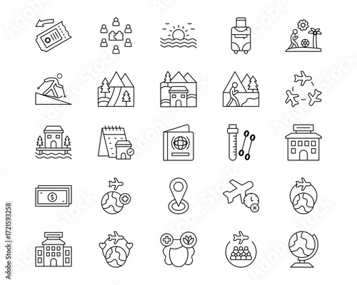Travel Agency Line Vector Icons