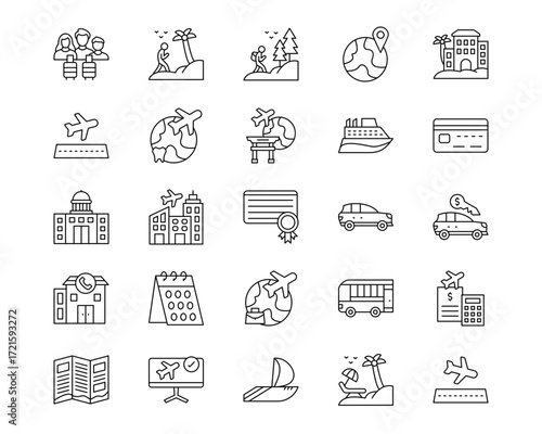Travel Agency Line Vector Icons