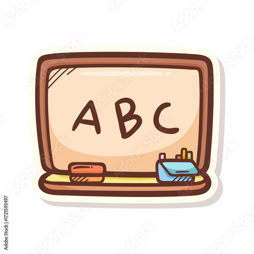Cute Cartoon Chalkboard with ABCs - Back to School