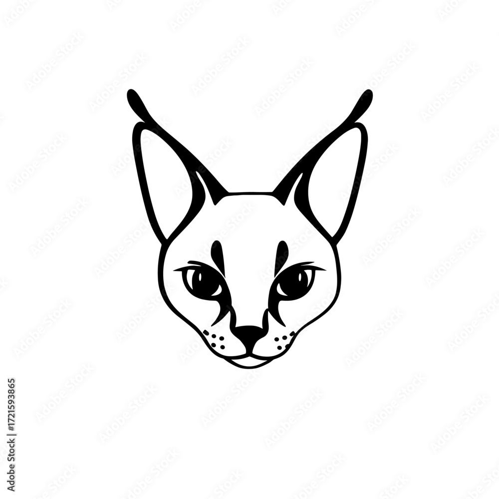 Fototapeta premium Caracal. Caracal simple black and white line art vector logo