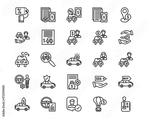 Automotive Dealership Line Vector Icons