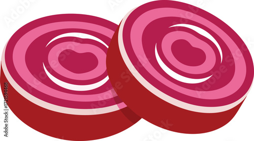 Vector illustration of sliced red cabbage rings for scalable graphic design and eps files