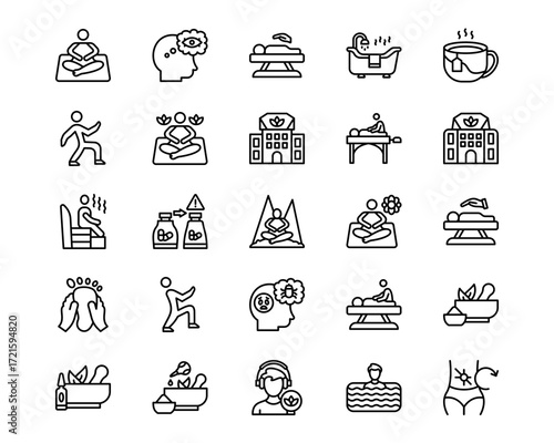 Alternative Medicine Line Vector Icons