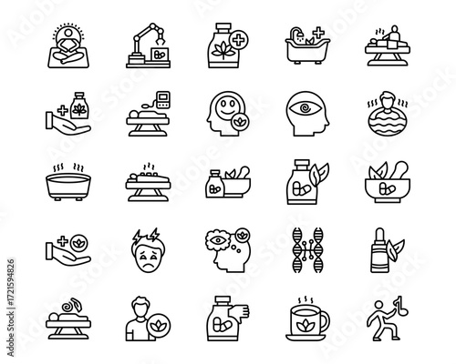Alternative Medicine Line Vector Icons