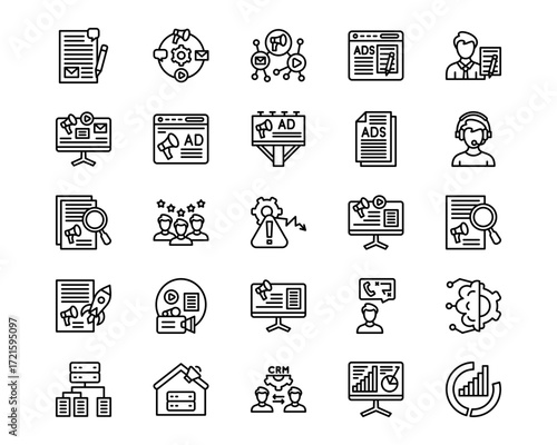 Media Agency Line Vector Icons