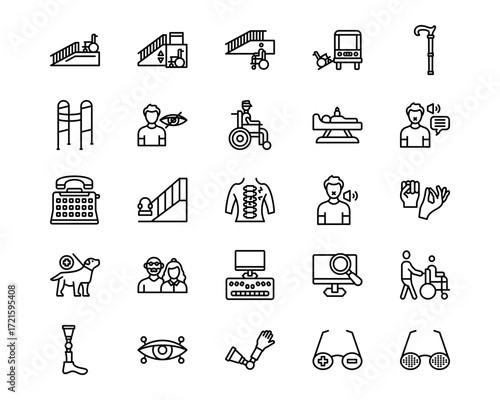 Disability Line Vector Icons