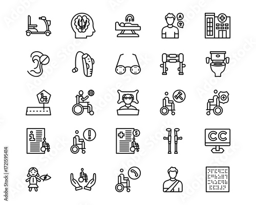 Disability Line Vector Icons
