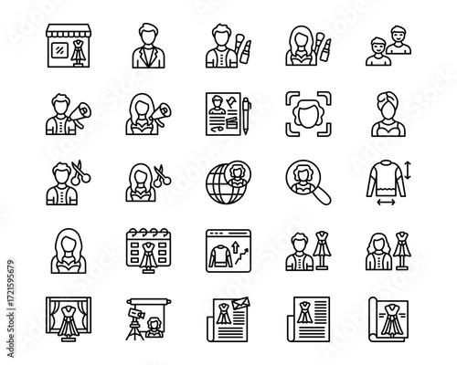 Modelling Agency Line Vector Icons