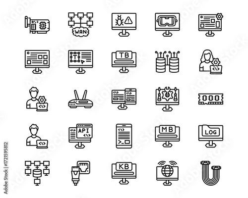 Computer Science Line Vector Icons