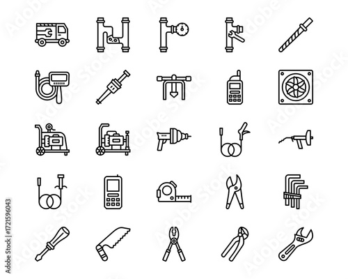 Plumbing Line Vector Icons