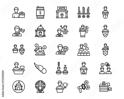 Politics Line Vector Icons