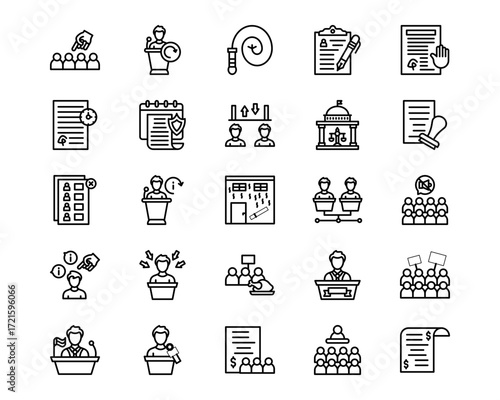 Politics Line Vector Icons