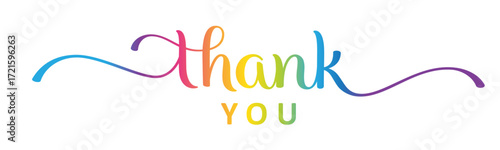 THANK YOU colorful vector brush calligraphy banner 
