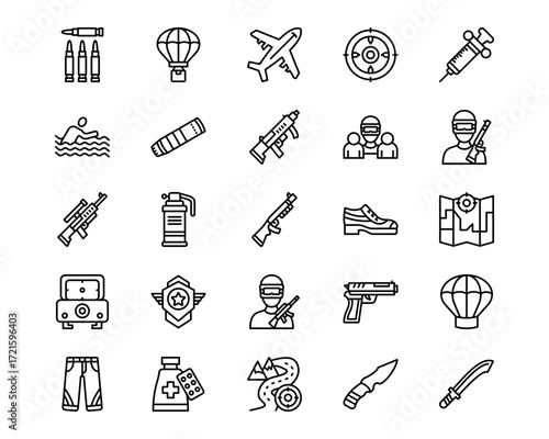 Battle Royale Line Vector Icons